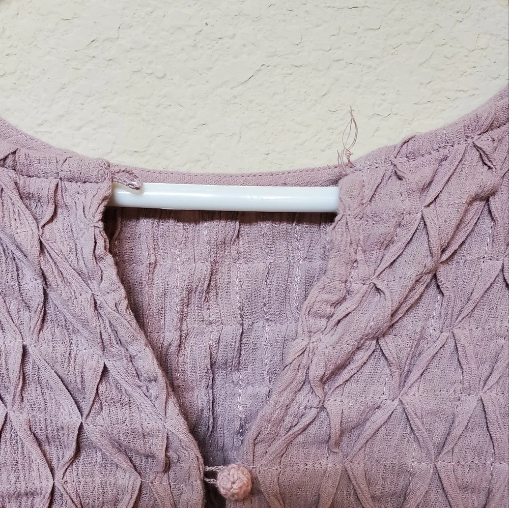 Free People Perfect Catch Lavender Pink Cotton Billowy Bodysuit.  Size Medium - Picture 7 of 10